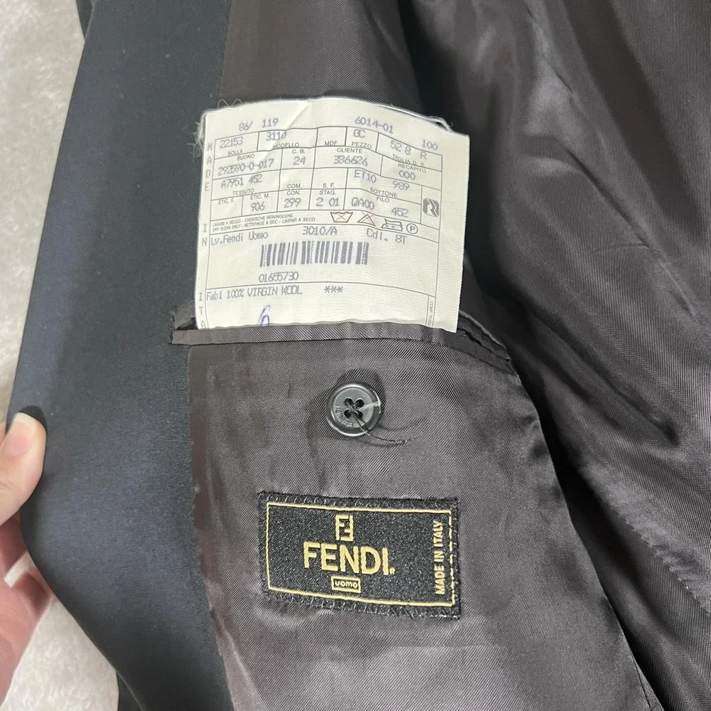 Fendi Blazer Mens 50 IT 40R Black 100% Virgin Wool‎ Made in Italy Sport Coat